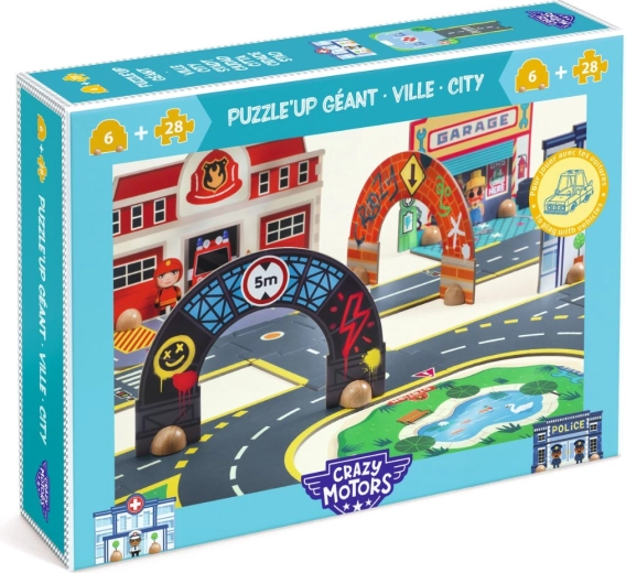 Djeco Puzzl’Up miestas – kelių ir miesto trasos dėlionė (33 dalys)