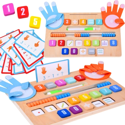 Double-Sided Wooden Mathematics Board for Learning to Count with Task Cards
