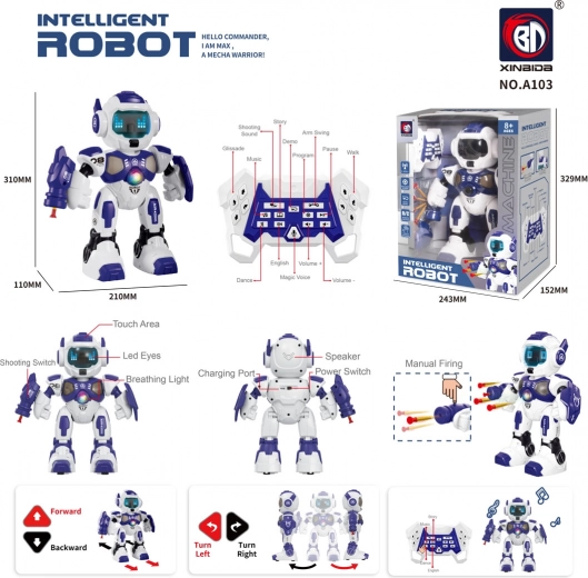 Interaktyvus robotas su šaudymo funkcija A08