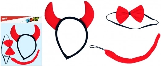 Children's Devil Carnival Set – headband with horns, tail, and bow tie