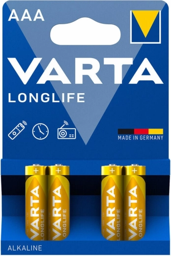 Šarminės mikroelementų baterijos AAA Varta Longlife, 4 vnt.