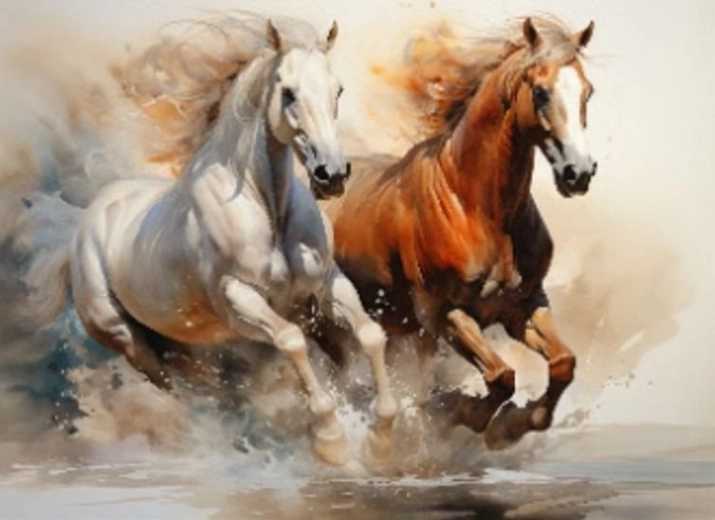 Diamond painting running horses 30 × 40 cm