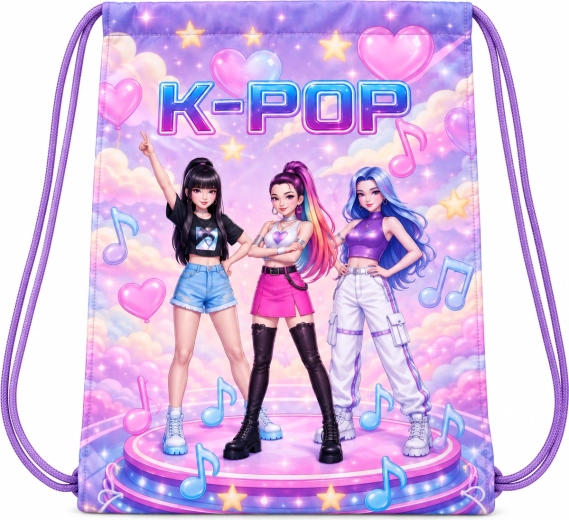 Violetinis sportinis maišelis „K-Pop Demon Hunters“