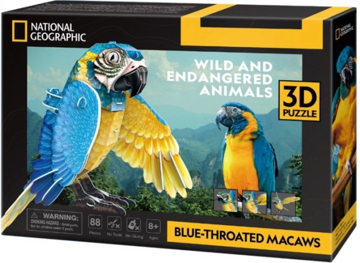 3D dėlionė safyrinė ara – 88 dalys