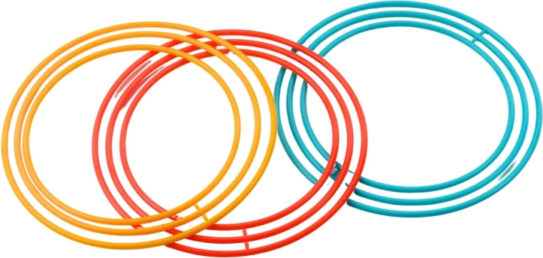 Spalvoti žiedai trijų dydžių