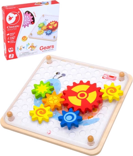 Wooden gear puzzle set with templates