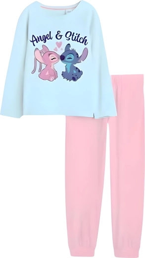 Mergaičių medvilninė pižama Stitch & Angel, turkio ir rožinės spalvos