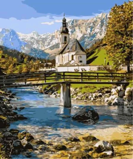 Norimpex Paint by Numbers Church in the Mountains 40 × 50 cm