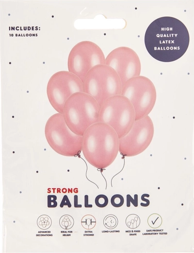 Pearl Pink Latex Balloons 27 cm, 10 pcs