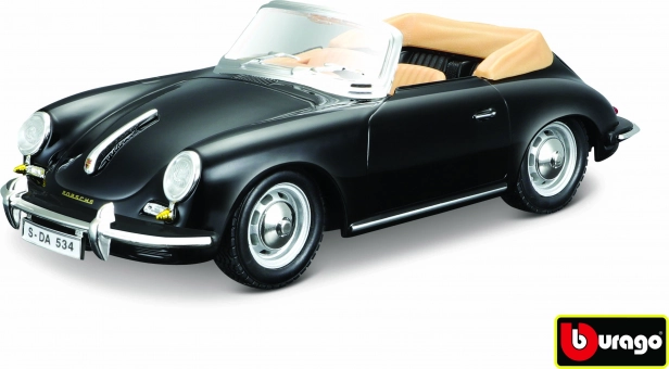 Metalinio modelis Bburago Porsche 356 B Cabriolet 1:24, juodas
