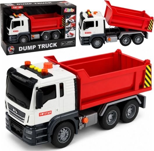 Children's Dump Truck with Lights and Sounds, red and white