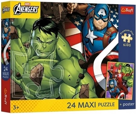 Trefl Marvel Avengers maxi dėlionė 24 dalys su plakatu