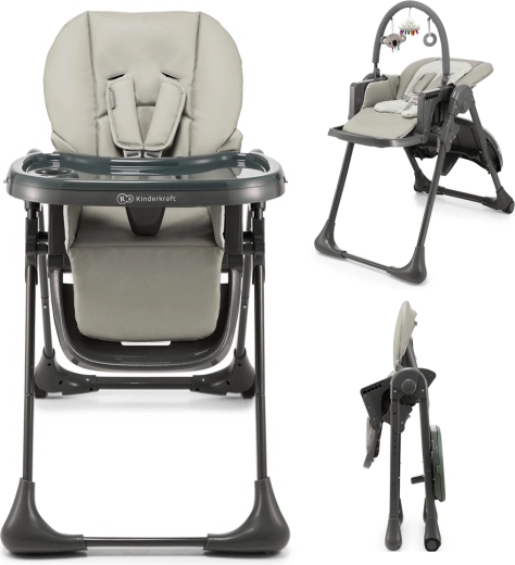 Kinderkraft Tummie 2-in-1 high chair and bouncer – grey