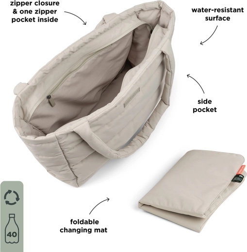 Done by Deer large quilted changing bag, sand