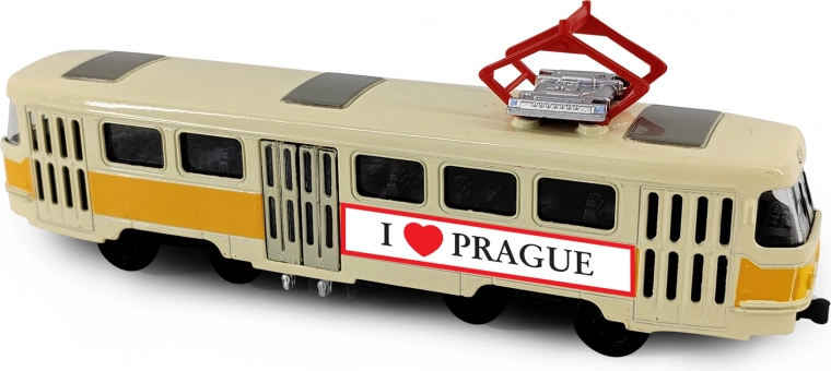 Metal retro tram PRAGUE T3 16 cm with pull-back action