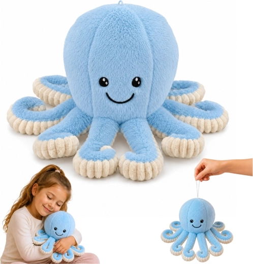 Plush octopus with elastic tentacles, blue 30 cm - 1 piece