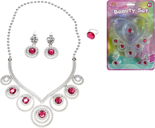 Girls' jewelry set – heart necklace, earrings, and ring