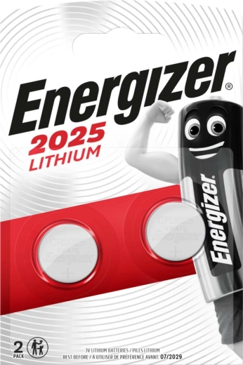 Energizer ličio monetinė baterija CR2025, 3 V (pakuotė 2 vnt.)
