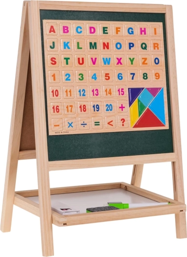 Wooden double-sided board with accessories