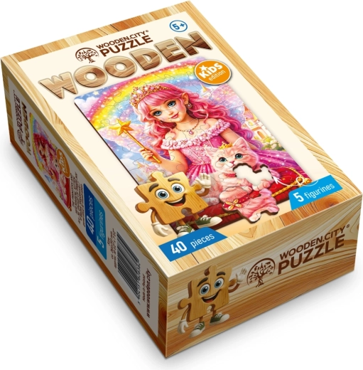 WOODEN CITY Wooden Puzzle Princess with a Magical Kitten, 40 Pieces