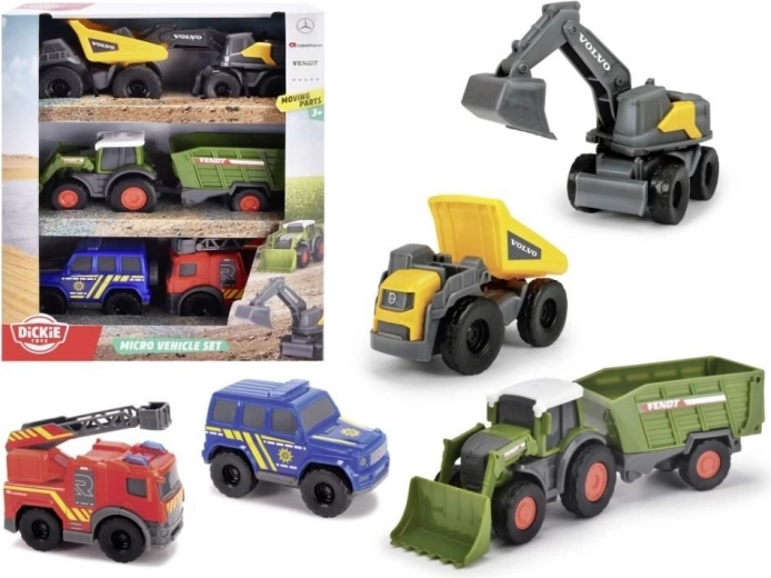 Dickie toys city micro transporto priemonių rinkinys 6 vnt.