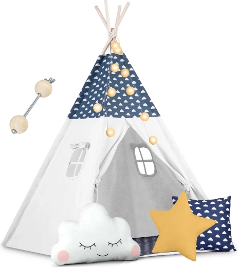 Kids teepee with lights Nukido – navy blue