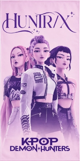 Children's Quick-Drying Beach Towel K-Pop Demon Hunters Huntrix 70 × 140 cm, Pink-Purple