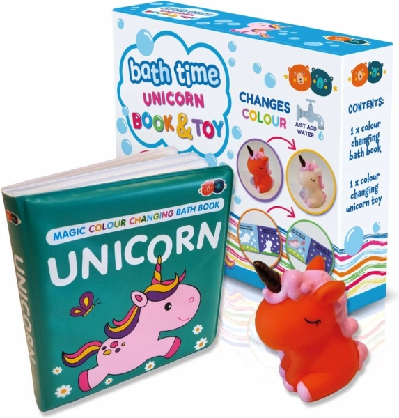 Magical color-changing bath book with toy – unicorn