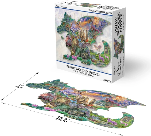 Prime 3D medinė dėlionė Užburti drakonai 300 dalių