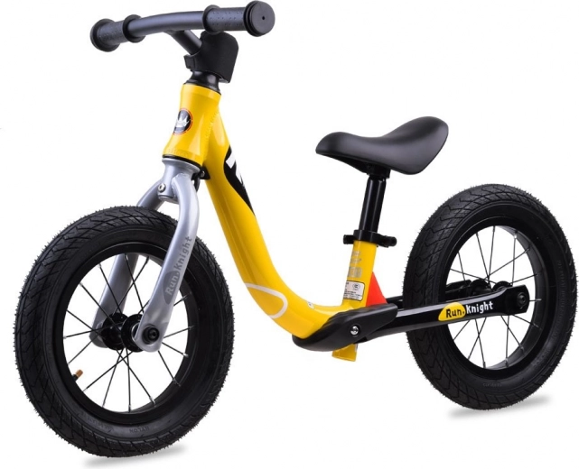 Balansinis dviratukas RoyalBaby Run Little Knight 12" su pripučiamais ratais – geltona