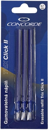 Mėlynos papildymo šerdelės ištrinamam geliniam rašikliui CONCORDE TRIX Click II, 3 vnt.