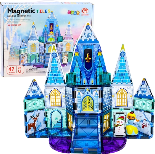 Magnetinės konstrukcinės detalės Princesės ledo pilis (47 detalės)