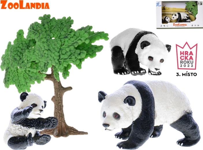 Zoolandia panda with cubs and accessories – zoo figurine set