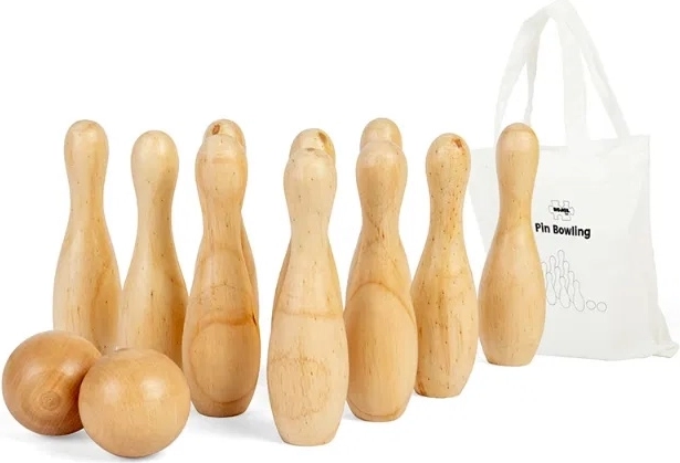 Bigjigs Toys mediniai kėgliai vaikams