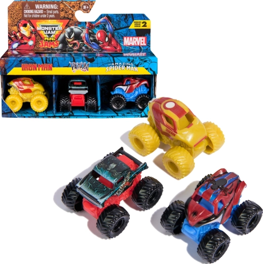 Set of 3 MARVEL Mini Monster Trucks – IRON MAN, VENOM and SPIDER-MAN (1:87) by Spin Master