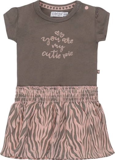 Dirkje girls’ short-sleeve dress in taupe (size 110)