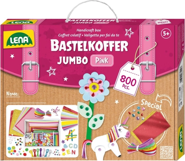LENA kūrybinis lagaminėlis mažiesiems meistreliams, rožinis, 800 vnt.