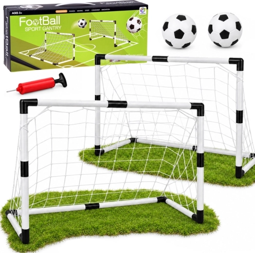 Vaikiškas futbolo rinkinys su 2 vartais 95 × 70 cm, 2 kamuoliais ir pompa