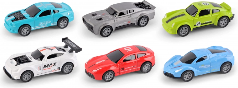Metaliniai lenktyniniai automobiliai 7,5 cm – 4 vnt. rinkinys
