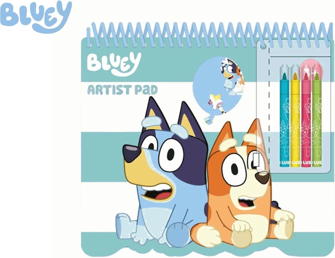 Bluey spalvinimo rinkinys su trafaretais, lipdukais ir flomasteriais