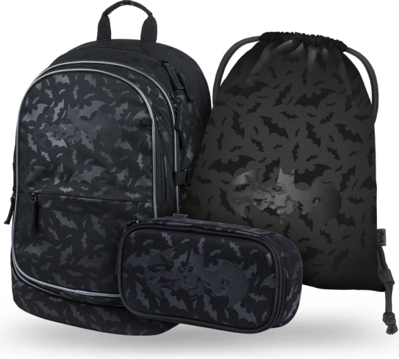 Baagl Core Set Batman Black – school backpack, pencil case and drawstring bag