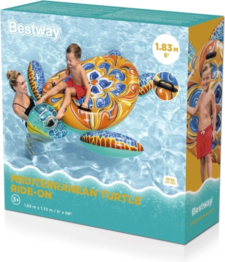Bestway pripučiama plaukiojanti vėžlio formos platforma Majolika 183 × 173 cm su rankenomis