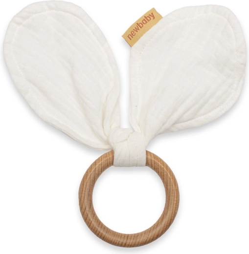 Medinis kramtukas su muslino skiaute New Baby Ears, baltas