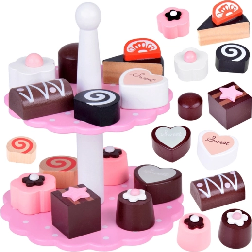 Wooden Two-Tiered Set with Cakes for Kids