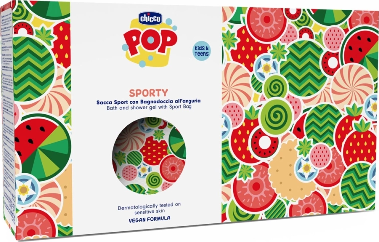 Chicco POP dušo ir vonios gelis Watermelon splash 300 ml su sportiniu dėklu