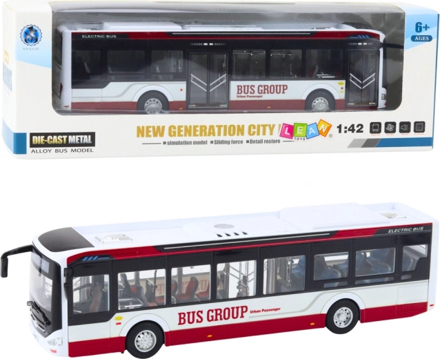 Metalinis miesto autobusas su šviesomis ir garsais 1:42, raudonas