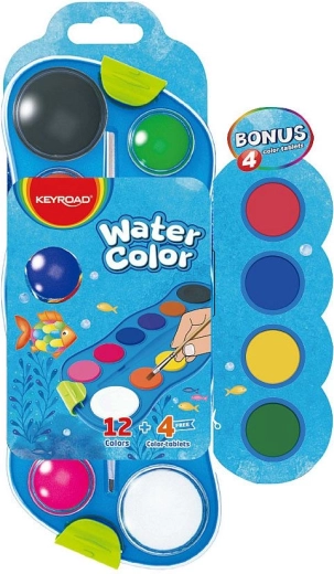Keyroad Watercolors with Palette, 12+4 Colors