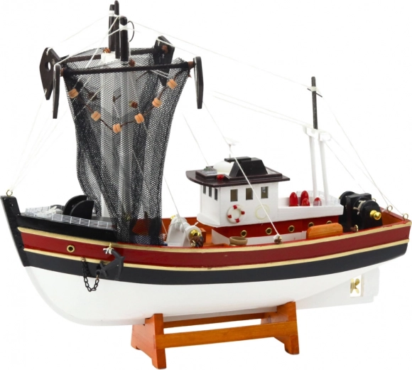 Dekoratyvinis žvejybinio laivo modelis su gaudomuoju tinklu 38x31 cm