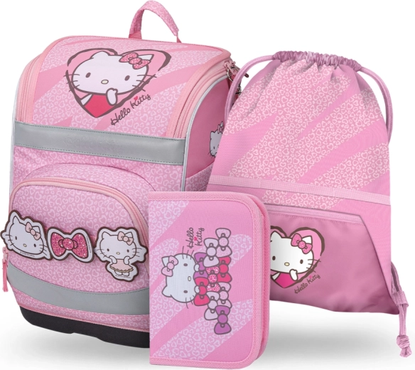 Mokyklinis rinkinys Baagl Zippy Plus Hello Kitty Sweet Leopard – kuprinė, penalas ir maišelis