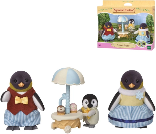 Sylvanian Families pingvinų šeima su ledų vežimėliu – 3 vnt.